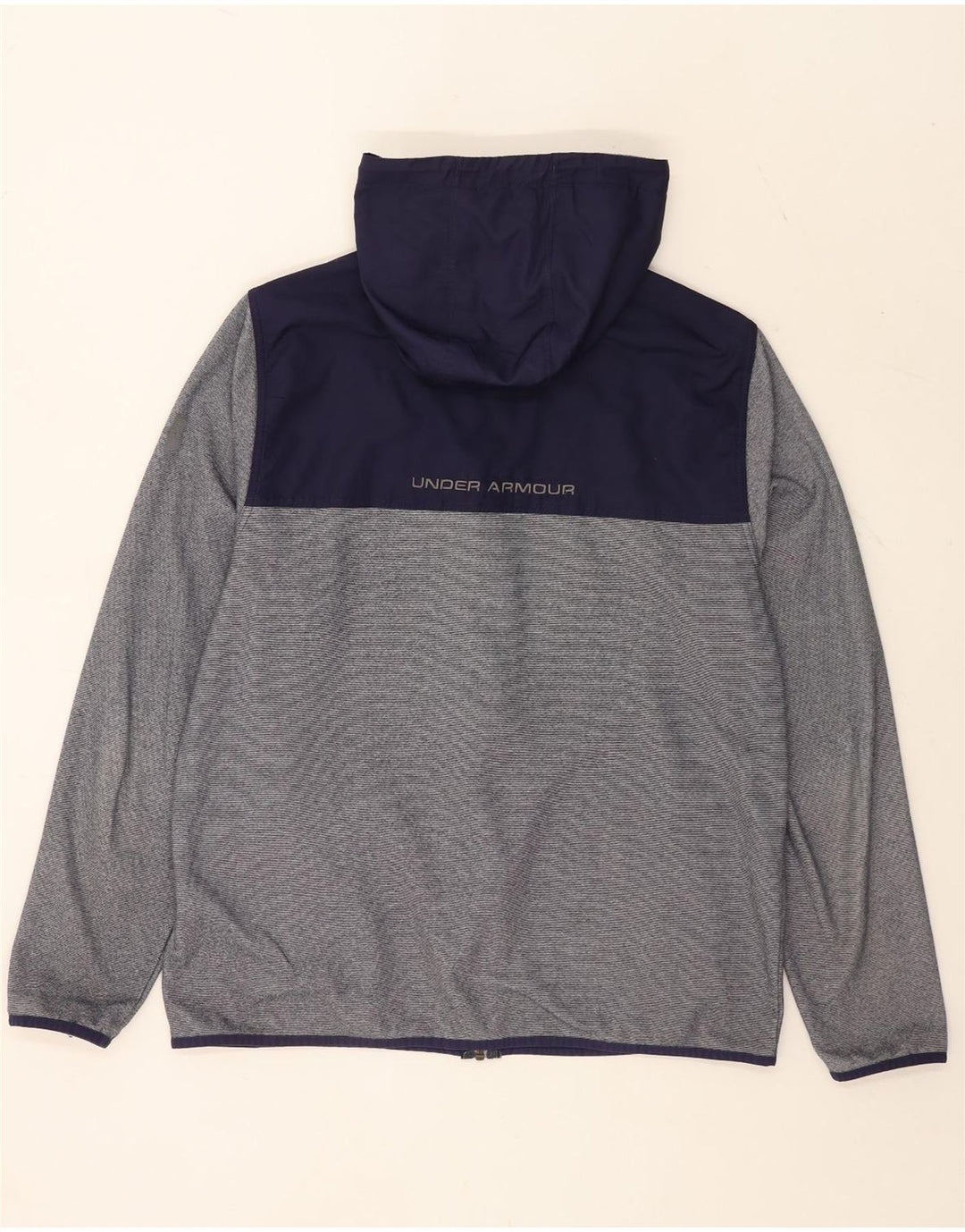 Under Armour Herren-Kapuzenpullover mit Reißverschluss, groß, graues Farbblock-Polyester