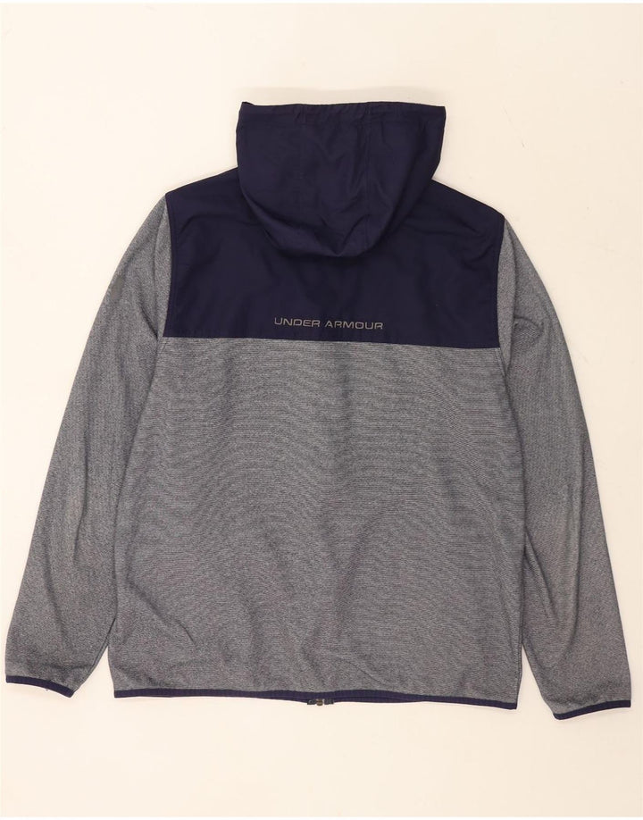Under Armour Herren-Kapuzenpullover mit Reißverschluss, groß, graues Farbblock-Polyester