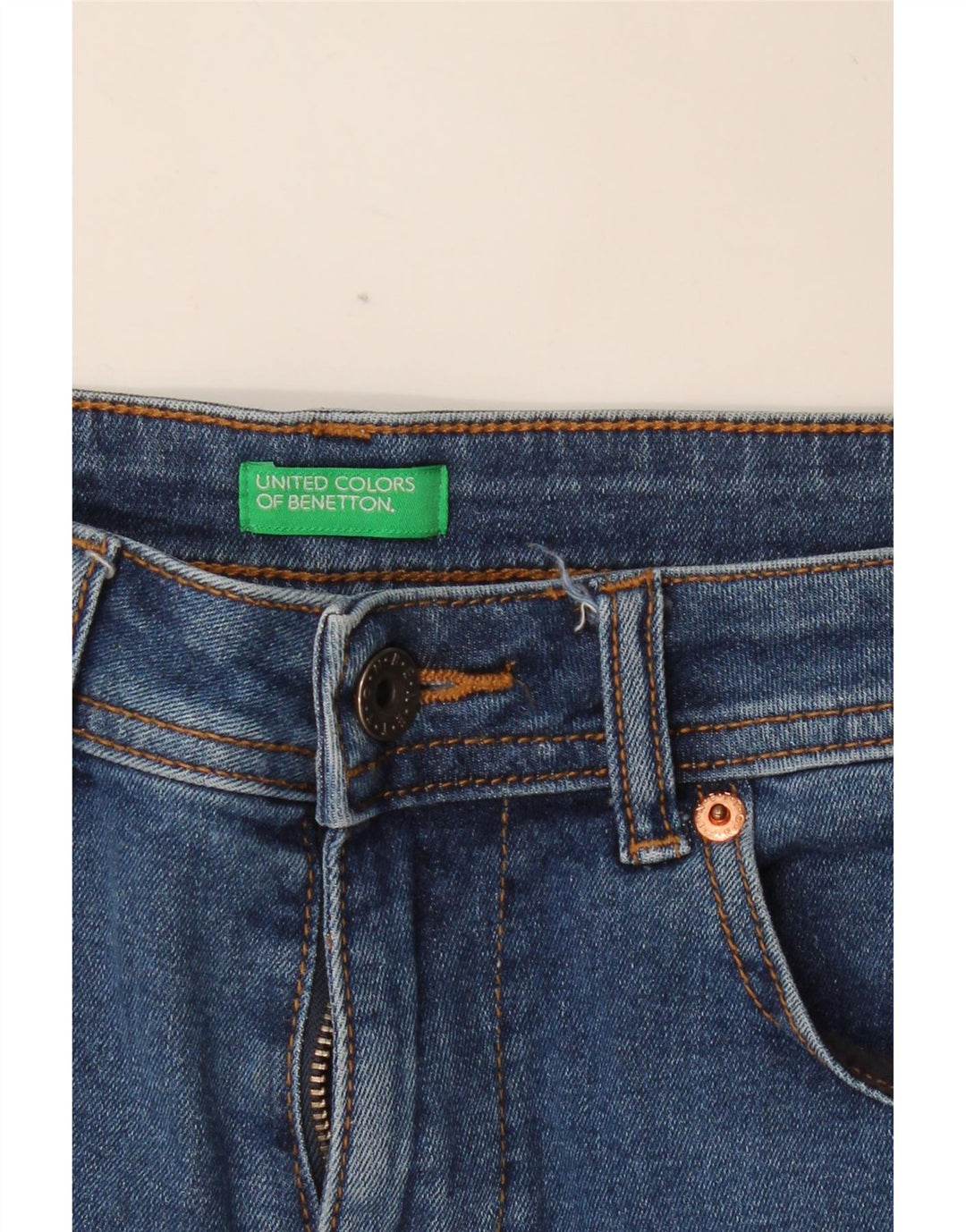 BENETTON Damen Jeansshorts W30 Mittelblau