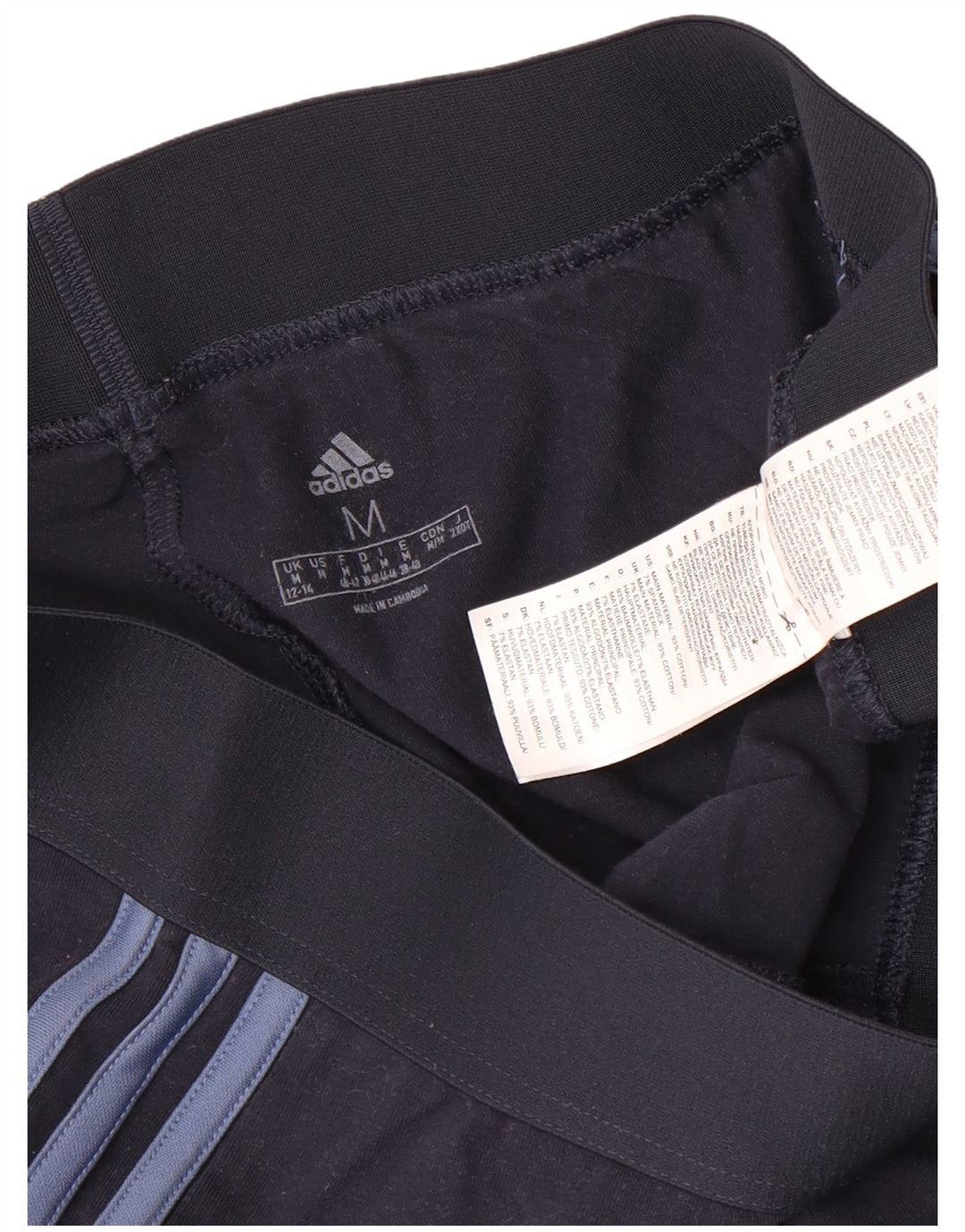ADIDAS Damen Leggings UK 12/14 Medium Marineblau Baumwolle