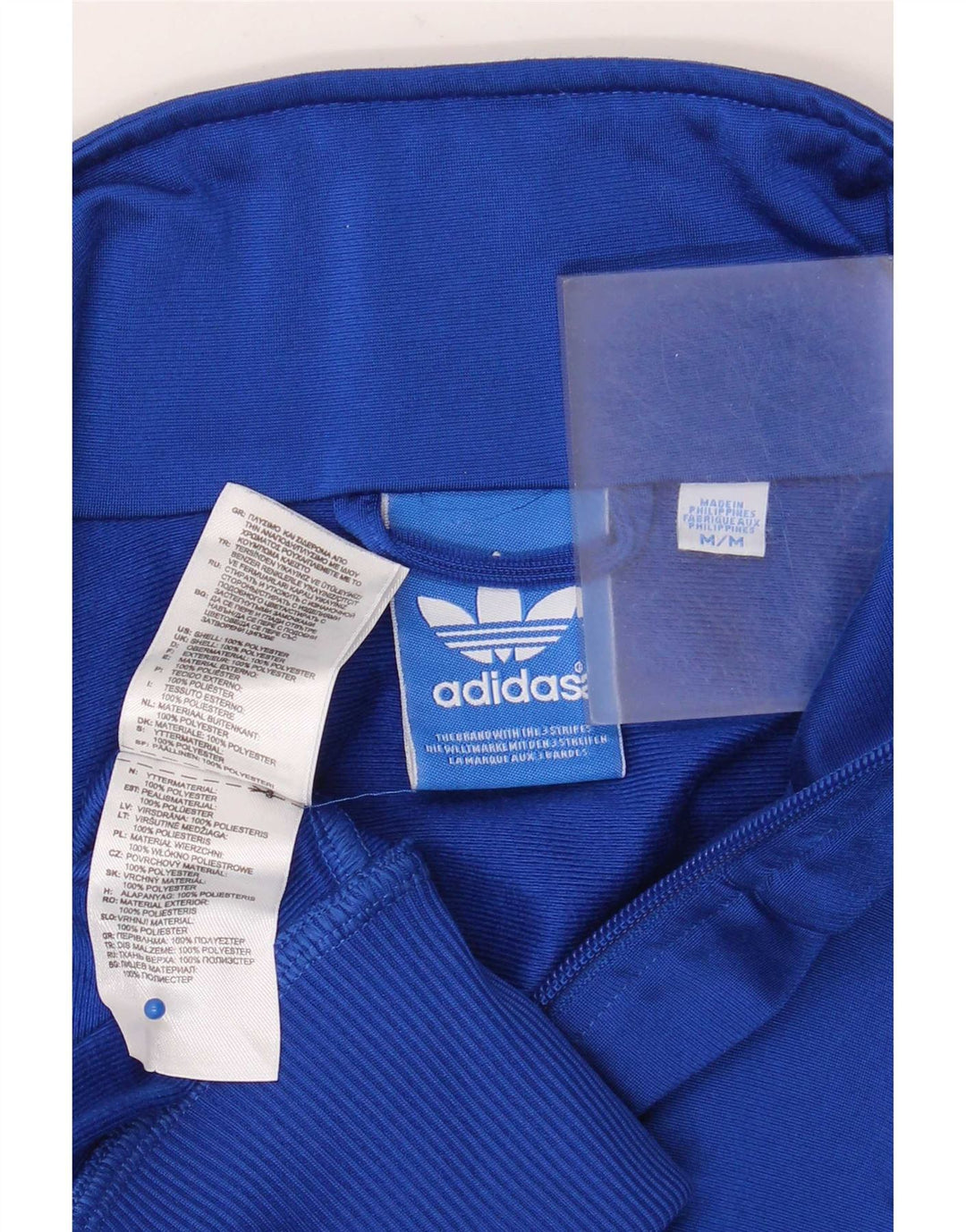Adidas Herren-Trainingsanzug-Top-Jacke aus mittelblauem Polyester