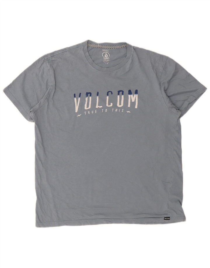 Volcom Herren Modern Fit Graphic T-Shirt Top Large Blau Baumwolle