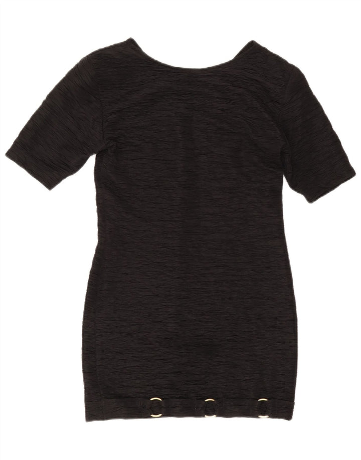 Vintage Damen Etuikleid US 2 XS Schwarz Polyester