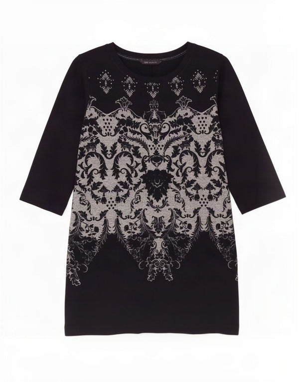 Marks & Spencer Damen-Etuikleid mit 3/4-Ärmeln, Größe 40, Marineblau, Paisleymuster