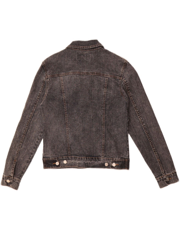 Vintage Damen Crop Jeansjacke UK 12 Mittelgraue Baumwolle