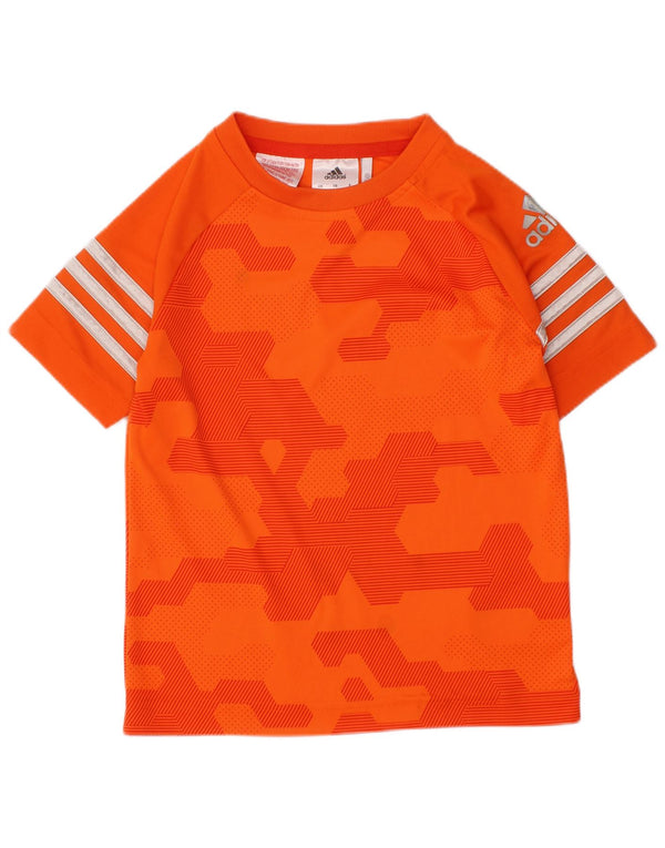 ADIDAS Jungen Climalite Graphic T-Shirt Top 3-4 Jahre Orange Geometrisch