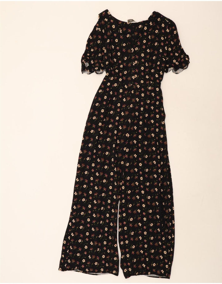 Oasis Kurzarm-Overall für Damen, UK 14, Mittelschwarz, geblümt