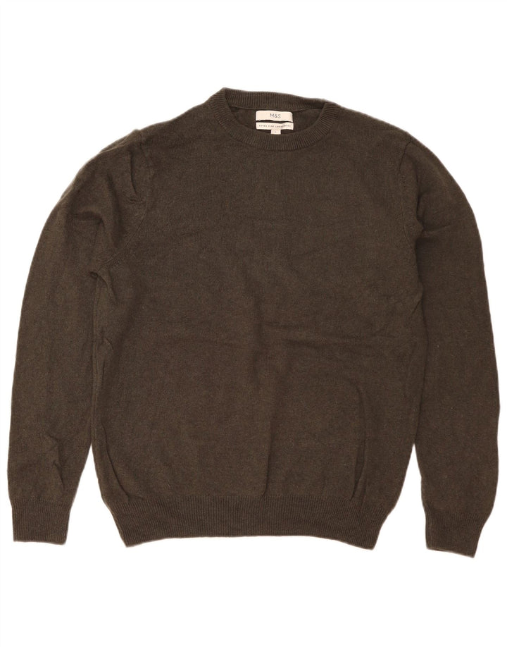 Marks & Spencer Herren-Pullover mit Rundhalsausschnitt, große Khaki-Wolle