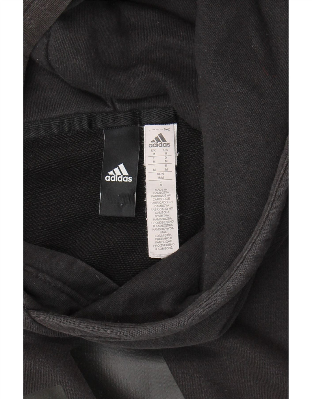 ADIDAS Mens Graphic Hoodie Jumper Medium Black Cotton Vintage Adidas and Second-Hand Adidas from Messina Hembry 