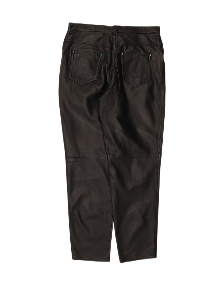 Scirocco Damen Tapered Lederhose IT 42 Medium W30 L29 Schwarzes Leder