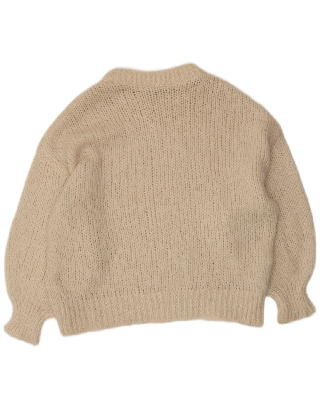 Zara Damen-Pullover, übergroß, Rundhalsausschnitt, Gr. 10, Größe S, gebrochenes Weiß