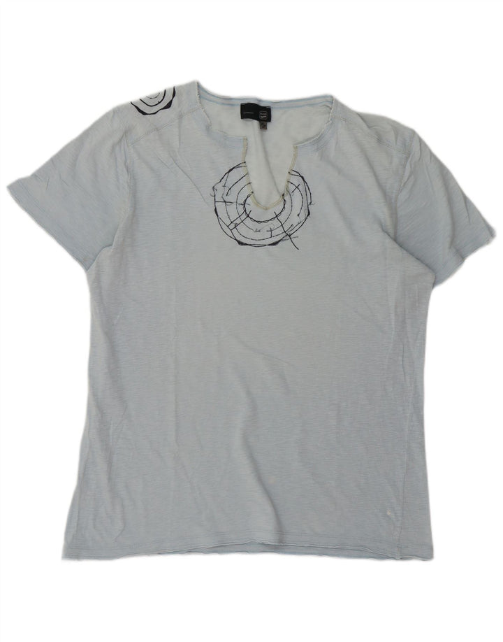 GAS Herren Grafik T-Shirt Top XL Blau meliert