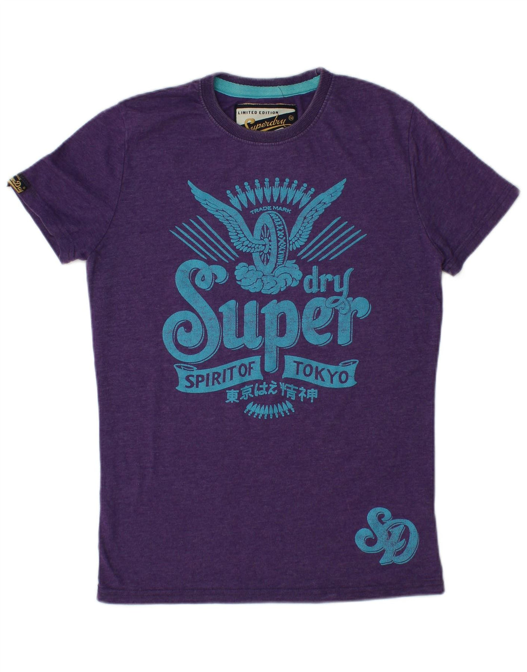 SUPERDRY Grafik-T-Shirt-Oberteil für Damen, UK 12, Mittelviolett, Baumwolle