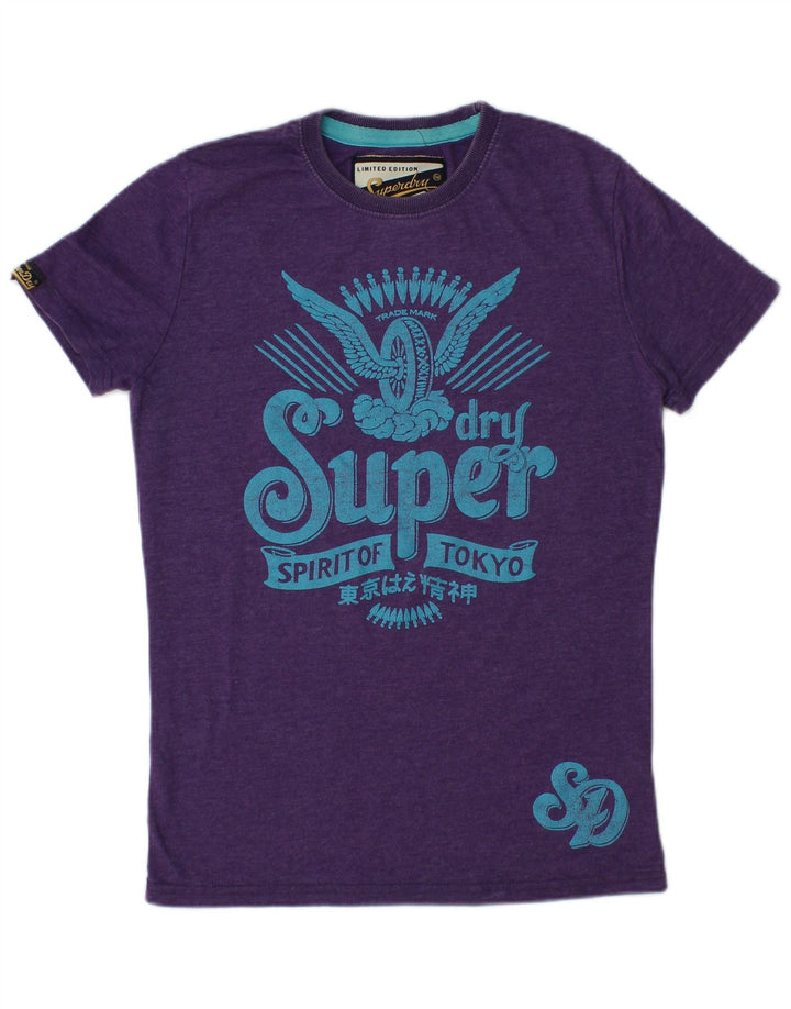 SUPERDRY Grafik-T-Shirt-Oberteil für Damen, UK 12, Mittelviolett, Baumwolle