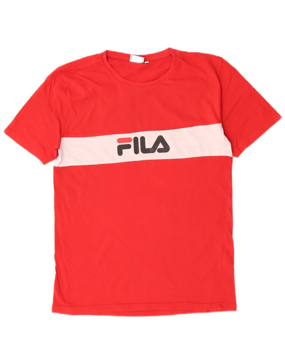 Fila Herren Grafik-T-Shirt-Oberteil aus mittelroter Colourblock-Baumwolle