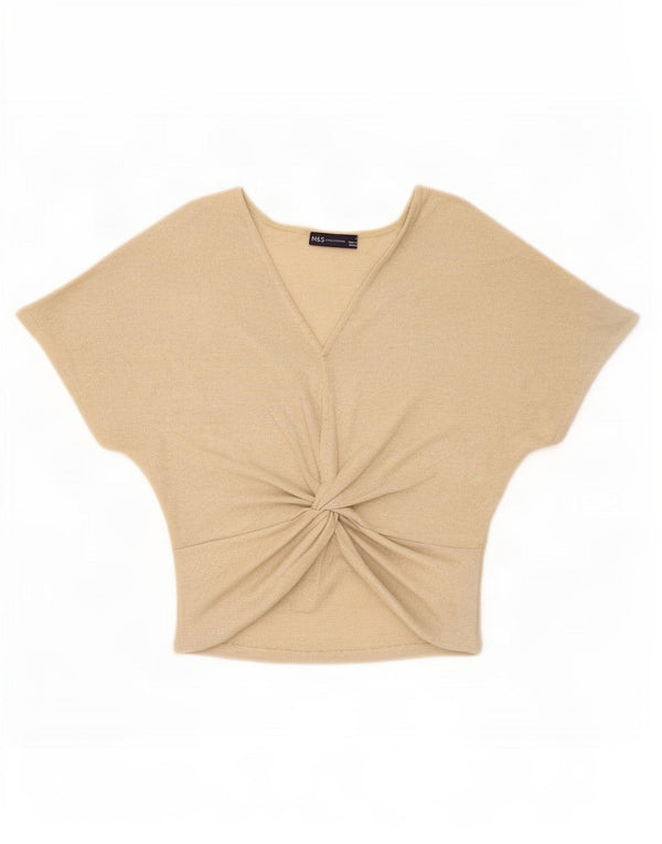 Marks & Spencer Damen Bluse Top UK 8 Small Gold Viskose