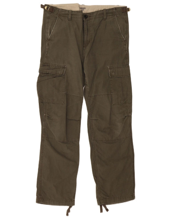 Carhartt Herren gerade Cargohose W33 L30 Khaki gestreift Baumwolle