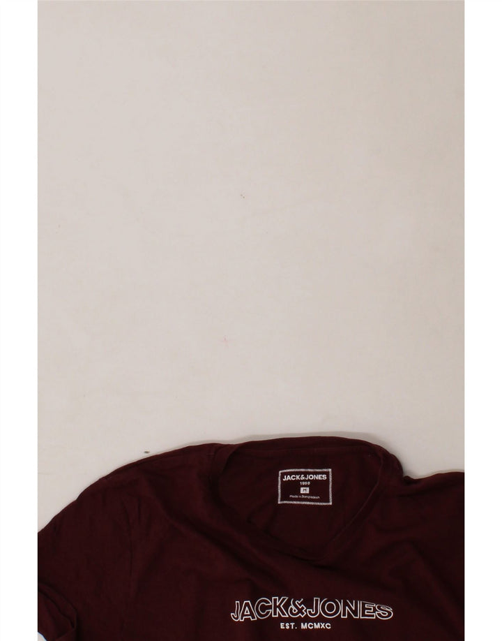 JACK & JONES Mens Graphic T-Shirt Top Medium Burgundy Cotton Vintage Jack & Jones and Second-Hand Jack & Jones from Messina Hembry 