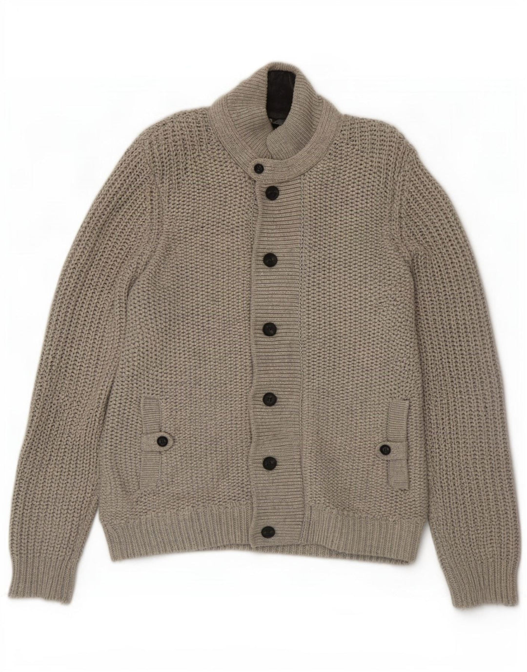 Ted Baker Herren-Strickjacke, Größe 6 2XL, graue Baumwolle