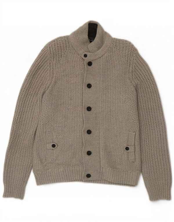 Ted Baker Herren-Strickjacke, Größe 6 2XL, graue Baumwolle