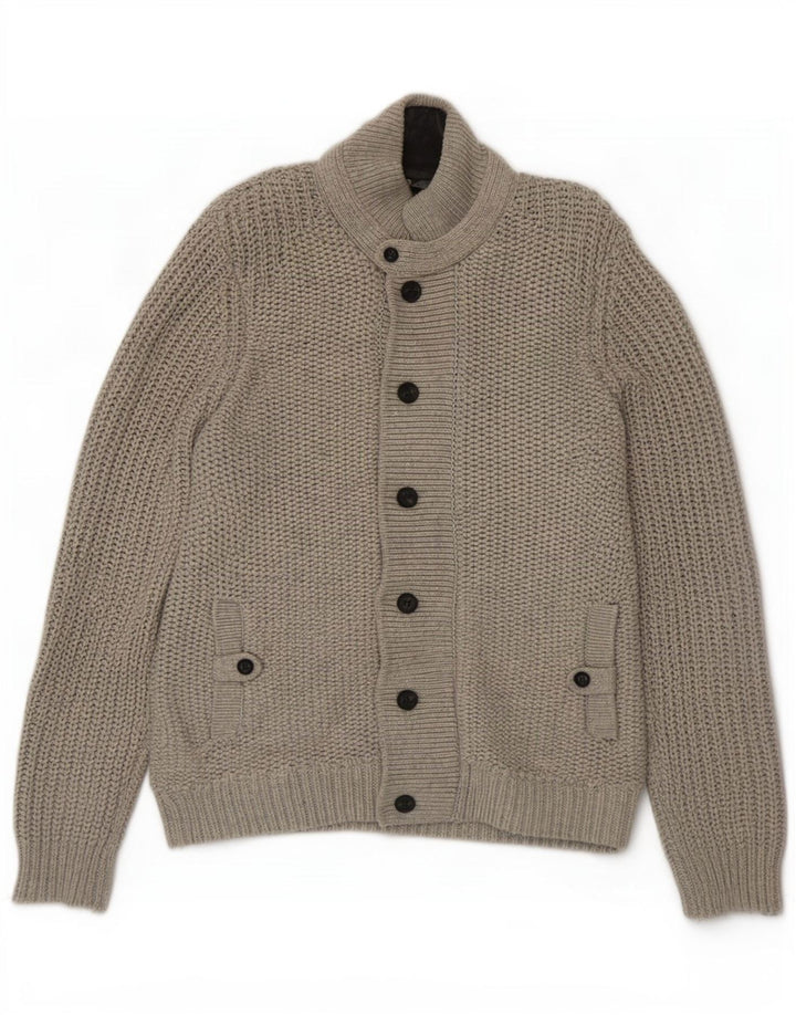 Ted Baker Herren-Strickjacke, Größe 6 2XL, graue Baumwolle