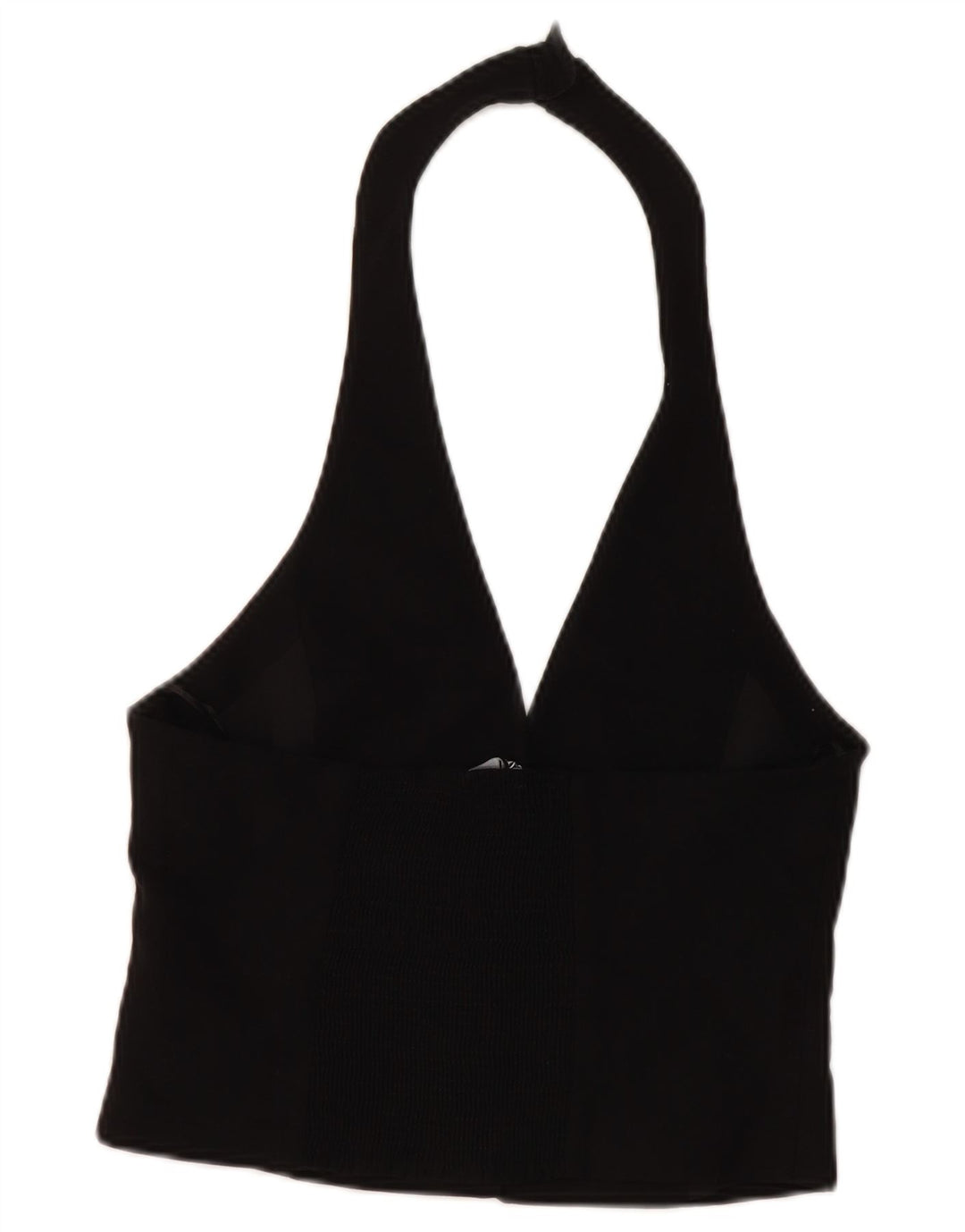 Zara Damen Crop Neckholder Top UK 12 Mittelschwarze Viskose