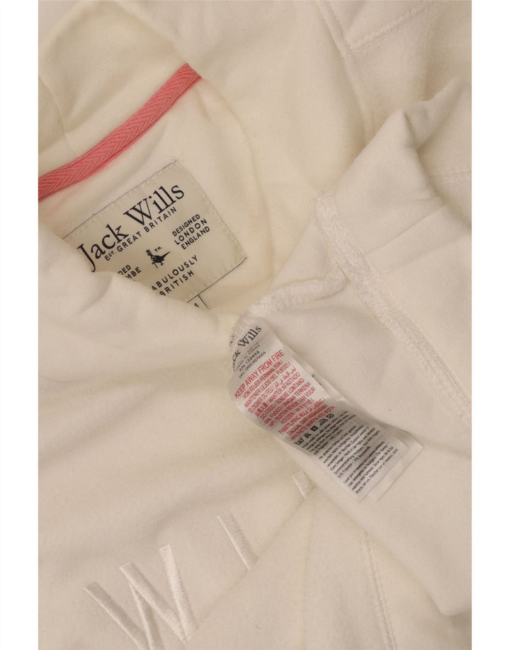 Jack Wills Damen Crop Graphic Sweatshirt Pullover UK 14 Large Weiß