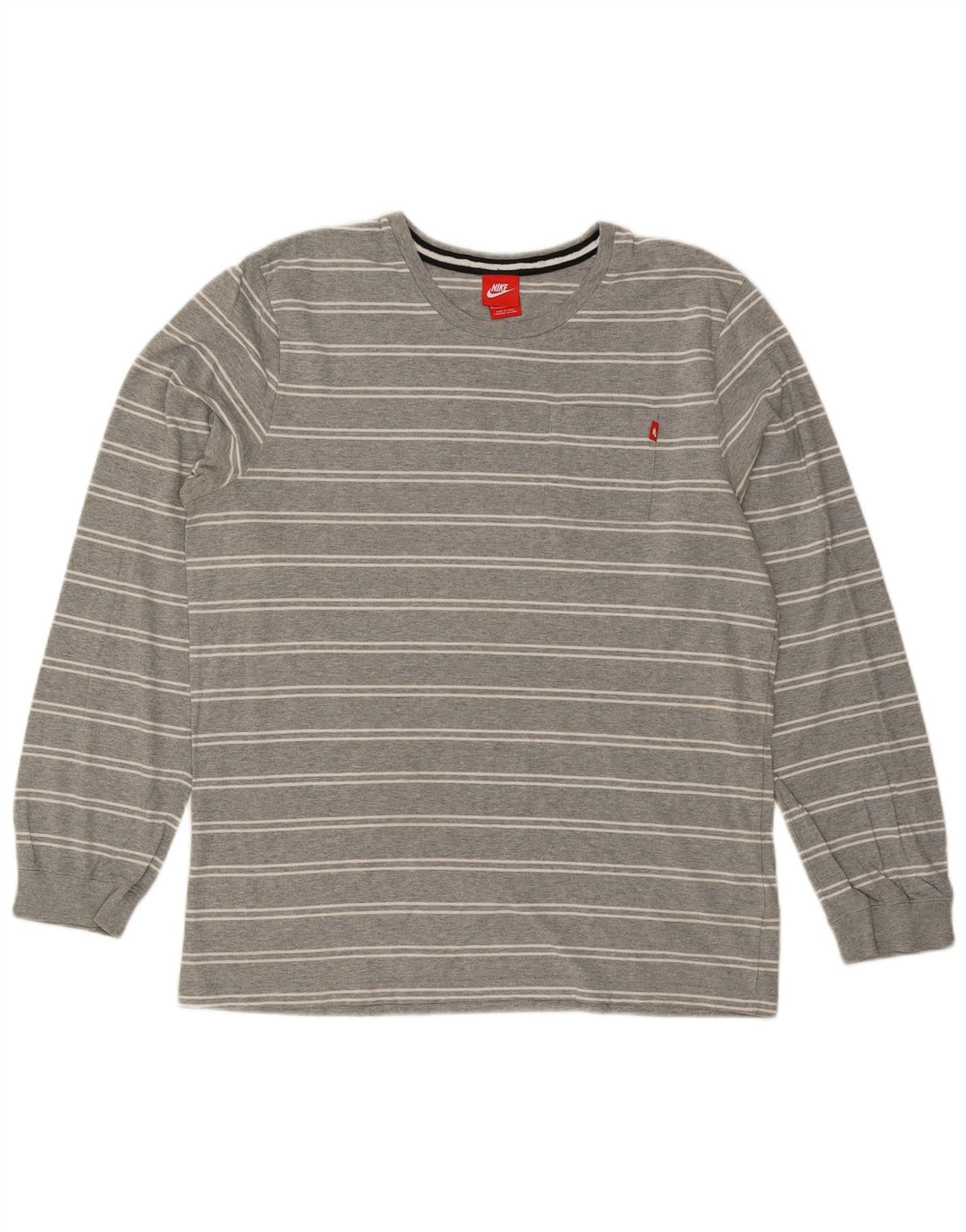 Nike Herren-Oberteil, langärmelig, XL, grau gestreift, Baumwolle