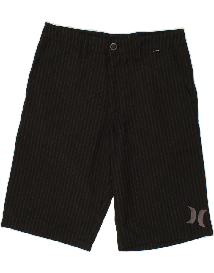 HURLEY Boys Chino Shorts 15-16 Years W31  Black Striped Polyester Vintage Hurley and Second-Hand Hurley from Messina Hembry 
