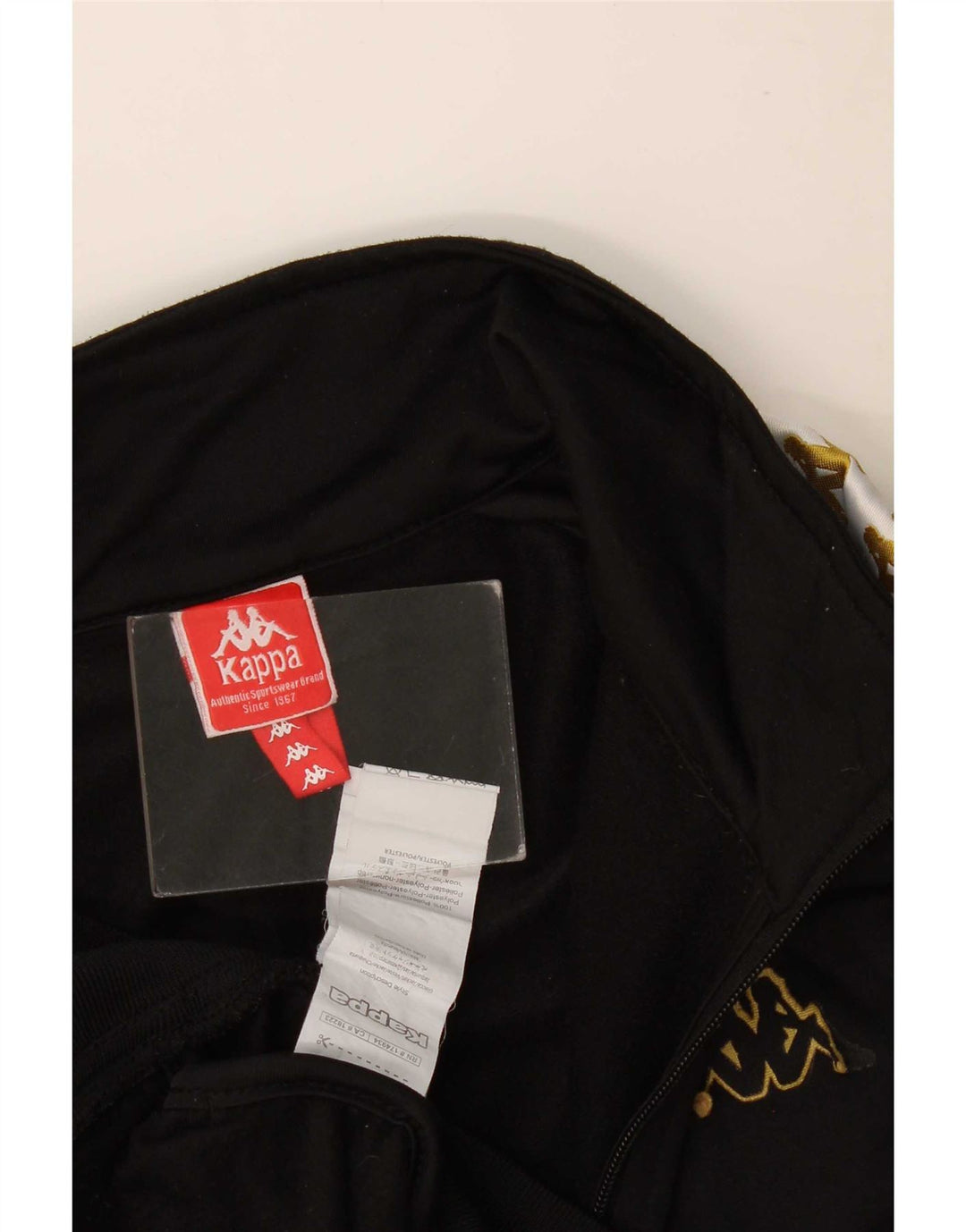 Kappa Herren-Trainingsanzugoberteil mit Grafik, groß, schwarzes Farbblock-Polyester