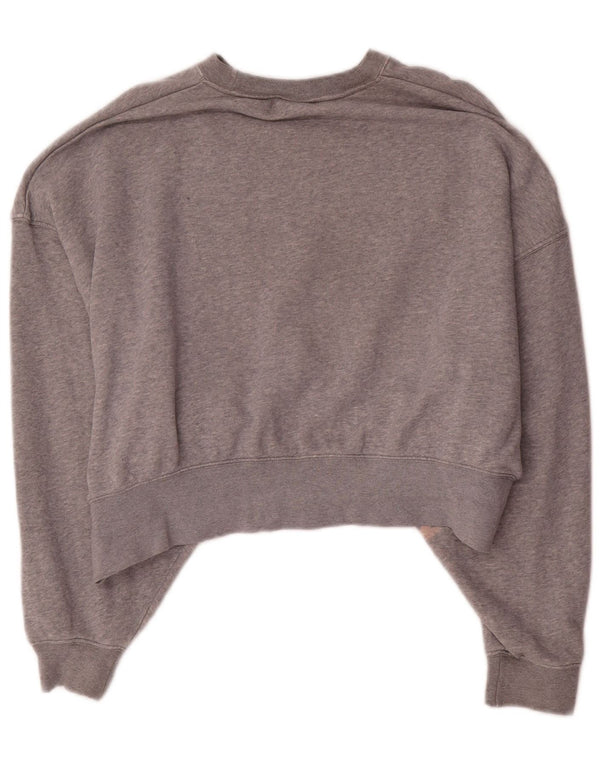 Nike Womens Crop Oversized Sweatshirt Pullover UK 6 XS Graue Baumwolle