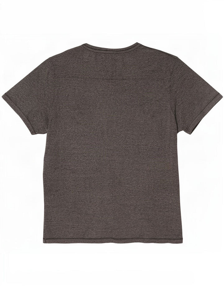 French Connection Herren-T-Shirt-Oberteil 2XL aus grauer Nadelstreifen-Baumwolle