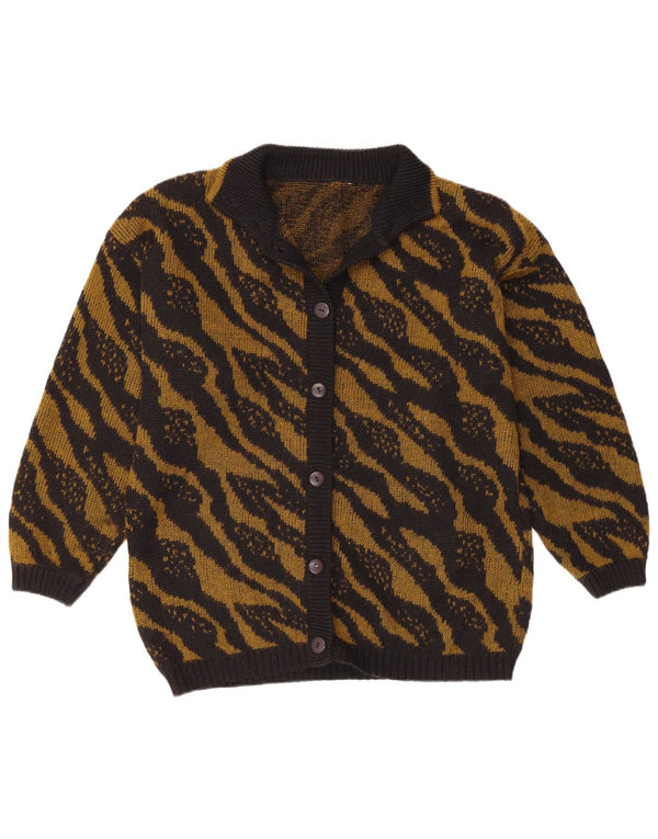 VINTAGE Damen Strickjacke Pullover UK 16 Groß Schwarz gestreift