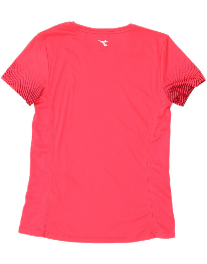 Diadora Damen T-Shirt Top UK 14 Large Rosa Polyester