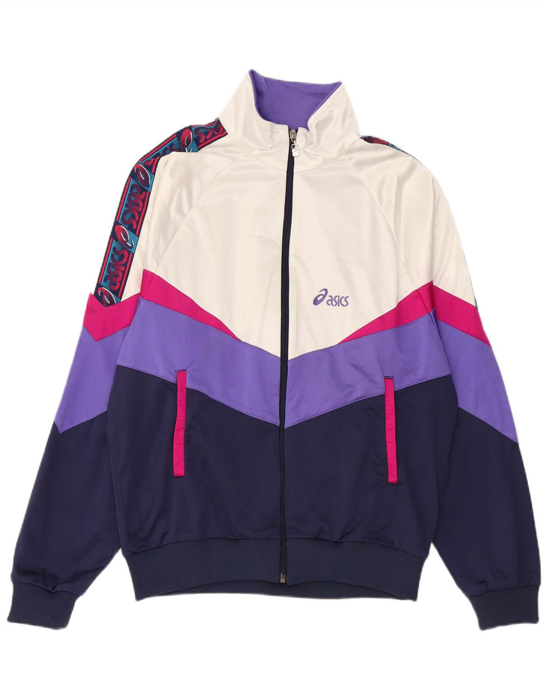 Asics Herren-Trainingsanzug mit grafischem Oberteil, IT 52, Größe L, Marineblau, Farbblock