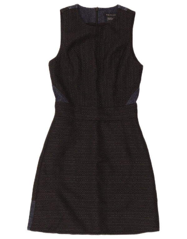 Armani Exchange Damen Ärmelloses Etuikleid US 0 XS Schwarz Farbblock