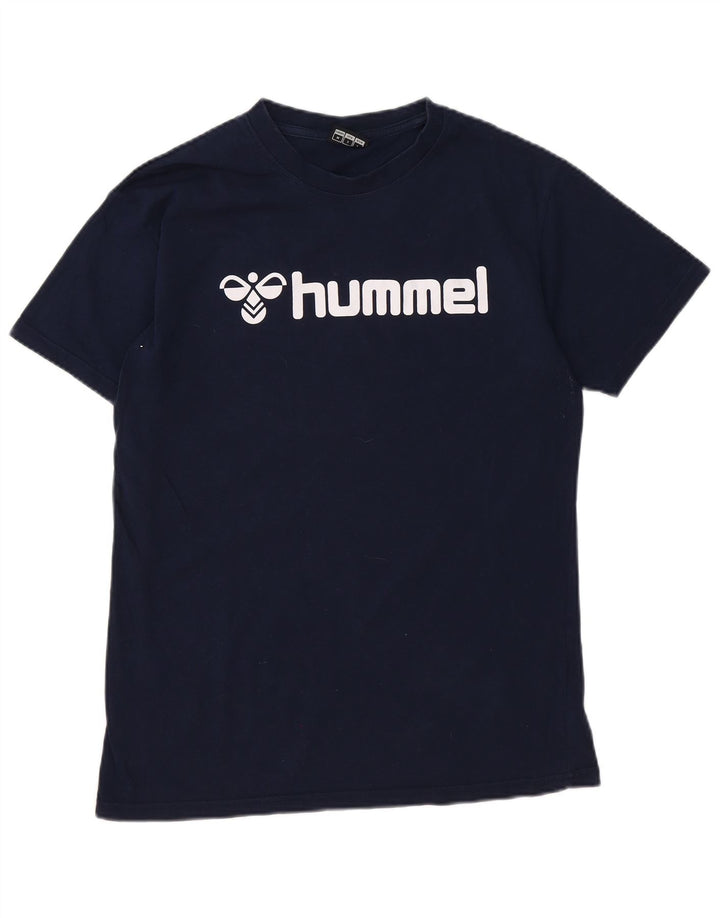 HUMMEL Herren Grafik-T-Shirt-Oberteil, mittelmarineblaue Baumwolle