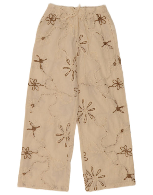 Gerade Chino-Hose von Zara für Mädchen, 11–12 Jahre, W24, L25, beige Blumenmuster, Baumwolle