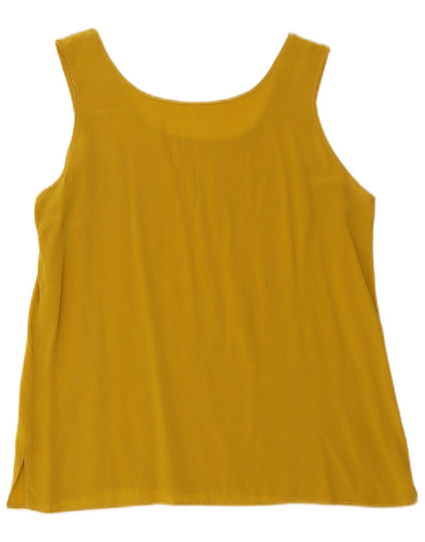 Vintage Damen Ärmelloses Blusentop UK 8 Kleine gelbe Seide