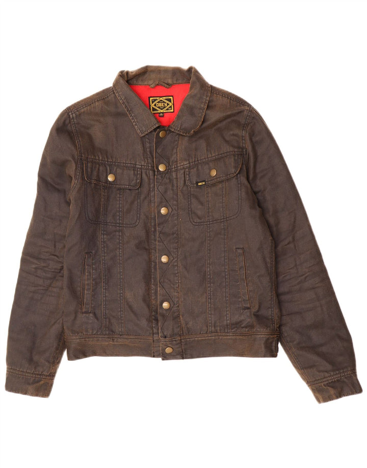 Obey Damen-Jacke aus gewachster Baumwolle, UK 14, mittelbraune Baumwolle