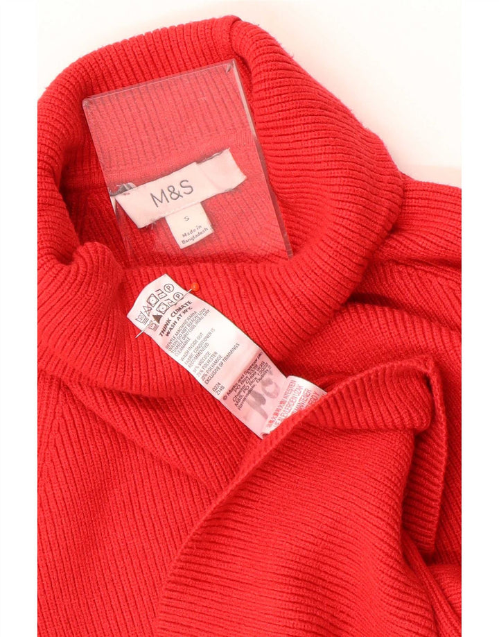 Marks & Spencer Damen-Pullover mit Rollkragen, UK 10, Größe S, rote Viskose