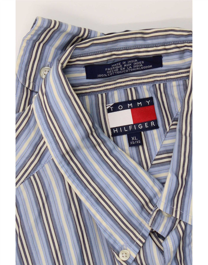 Tommy Hilfiger Herrenhemd XL blau gestreift aus Baumwolle