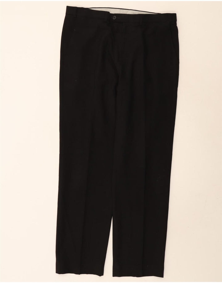 MARKS & SPENCER Herren-Anzughose mit normaler Passform, W36, L33, schwarzes Polyester