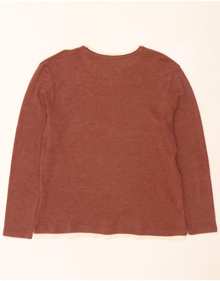 ZARA Herren Top Langarm XL Braun Colourblock Baumwolle