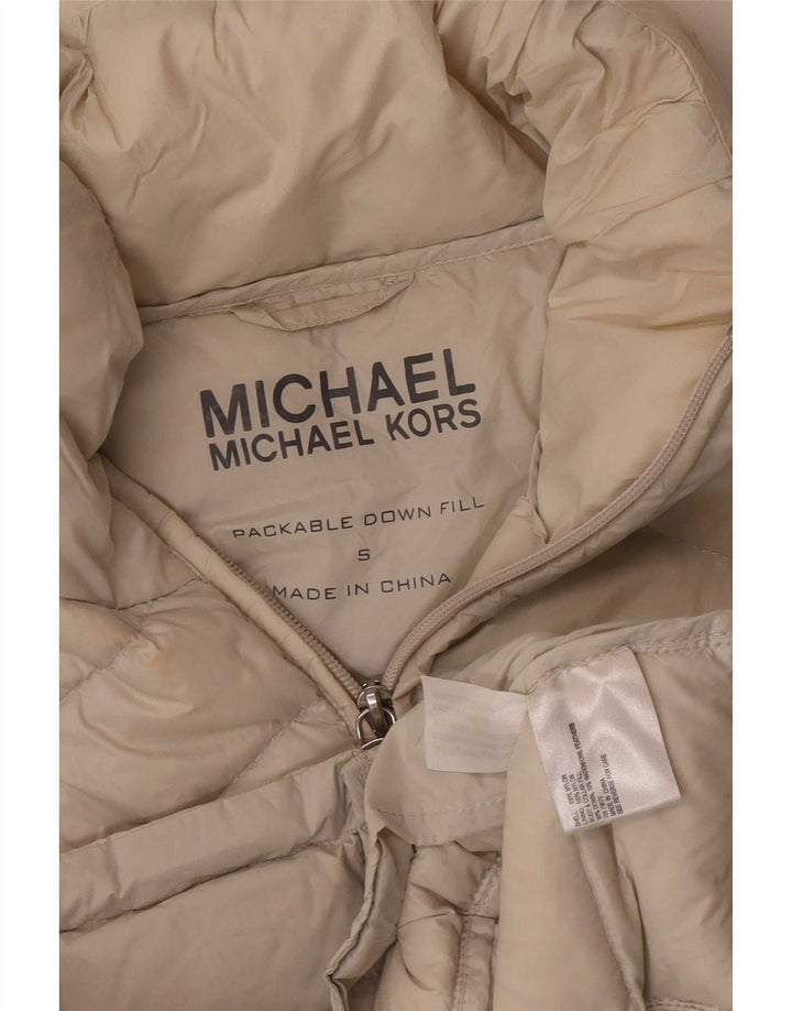 Michael Kors Damen Wattierte Jacke UK 10 Small Beige Nylon