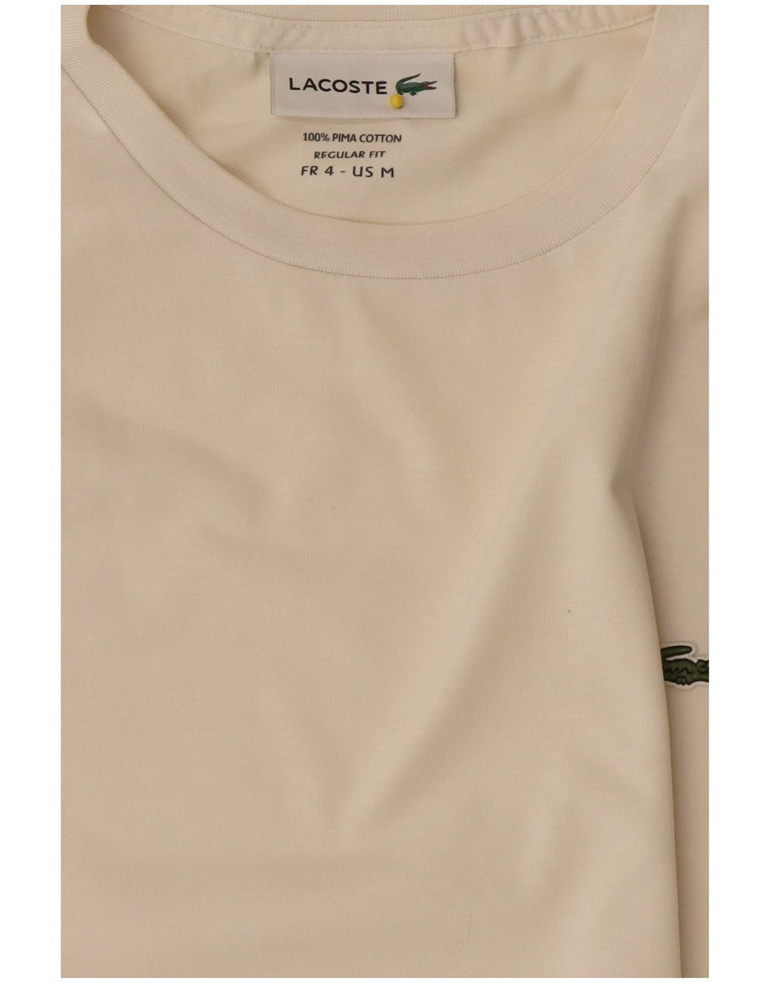 Lacoste Damen-T-Shirt mit normaler Passform, Größe 4, mittelweiße Baumwolle