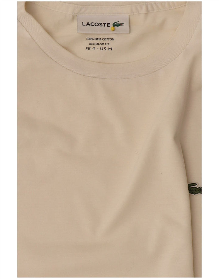 Lacoste Damen-T-Shirt mit normaler Passform, Größe 4, mittelweiße Baumwolle