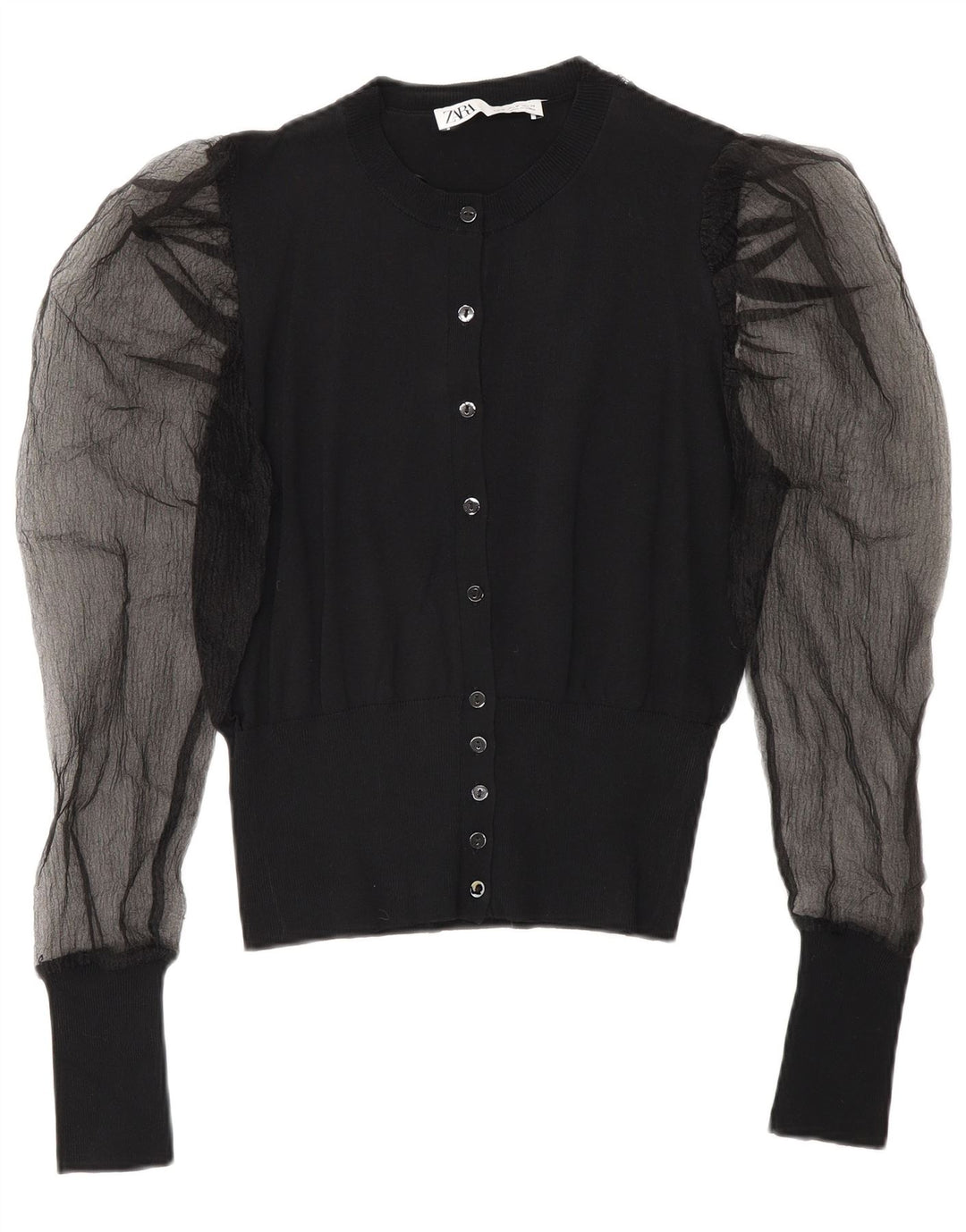 Zara Damen-Cardigan-Oberteil Mittelschwarze Viskose