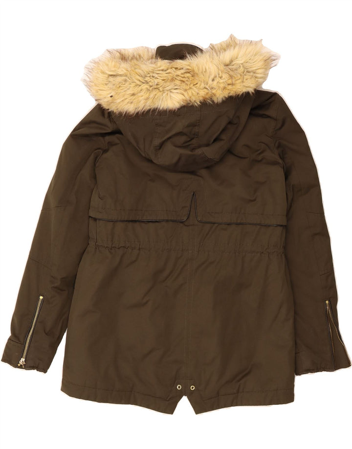 ZARA Womens Hooded Parka Jacket UK 6 XS Khaki Vintage Zara and Second-Hand Zara from Messina Hembry 
