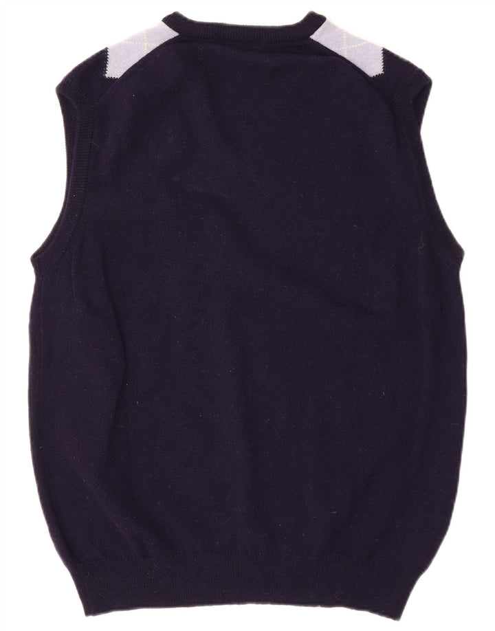 ST MICHAEL Herren Weste Tank Top IT 52/54 Large Marineblau Argyle/Diamant